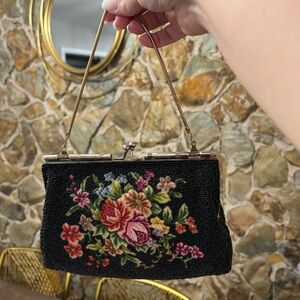 Vintage Beaded/Embroidered Floral Handbag